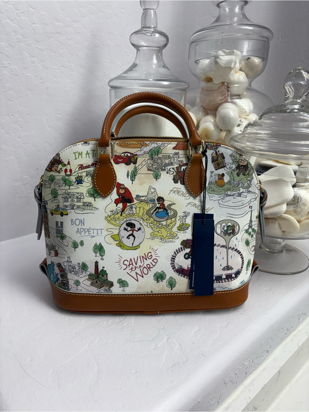 NWT Dooney & Bourke Disney Pixar Maps Zip Satchel Handbag Purse Exact Placement